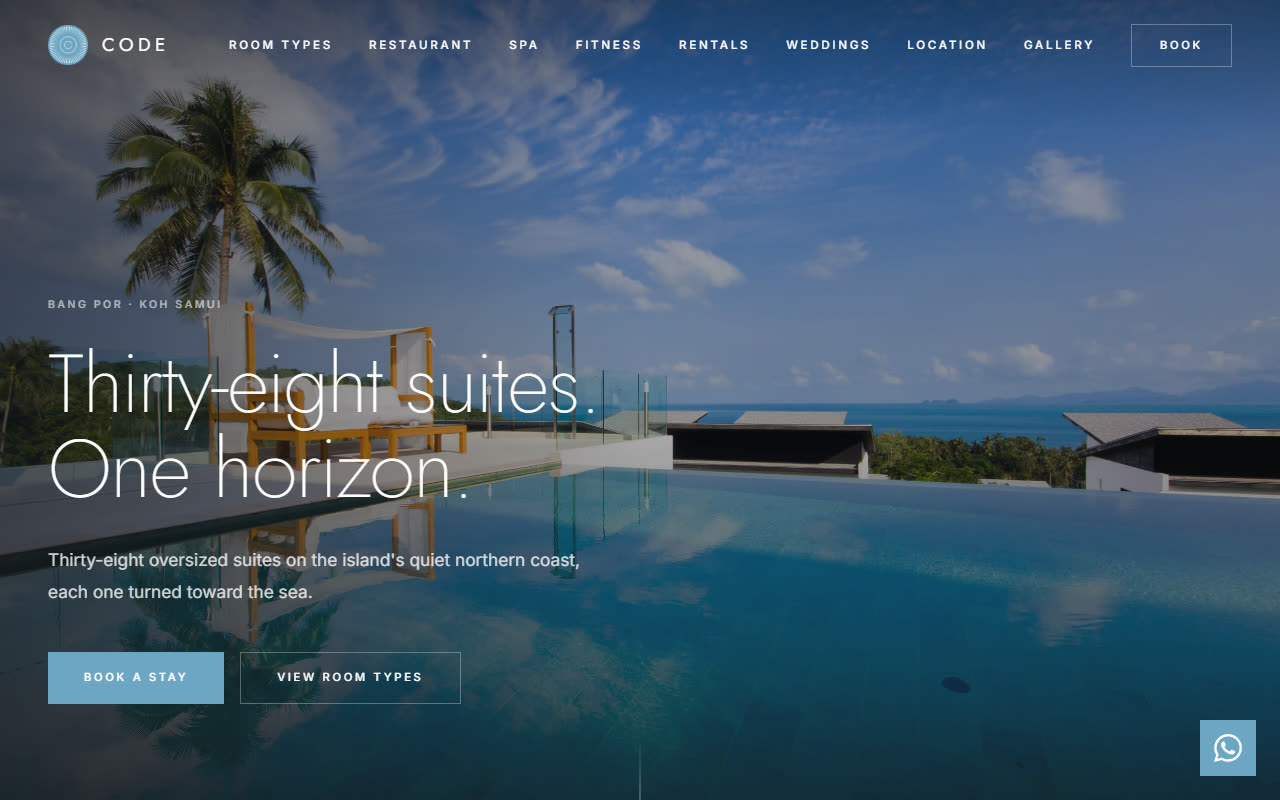 CODE design hotel website, by Sovana